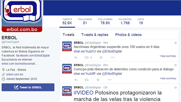 Twitter de ERBOL Twitter de ERBOL